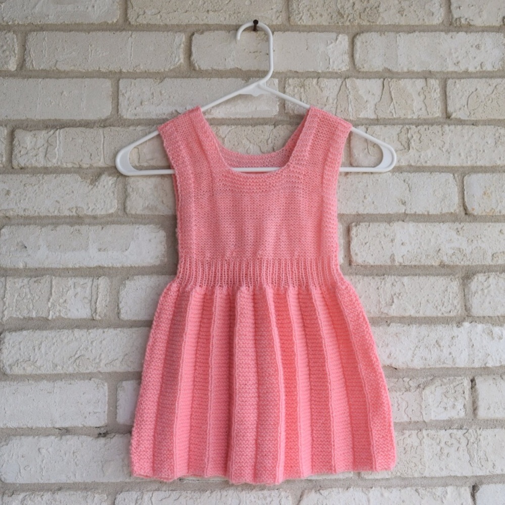 Vintage Pink Knit Girls Dress